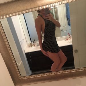 Black and white romper open back